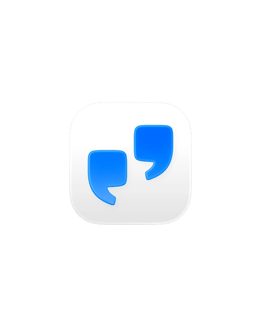The Forum app icon, two blue speech marks on a white rounded square
